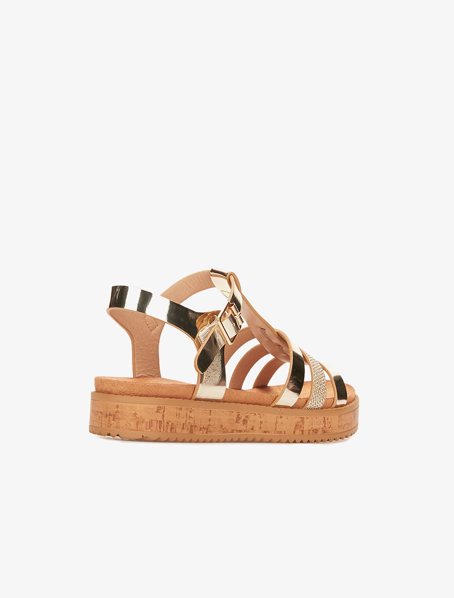Nu-pieds effet métallique - or - 4