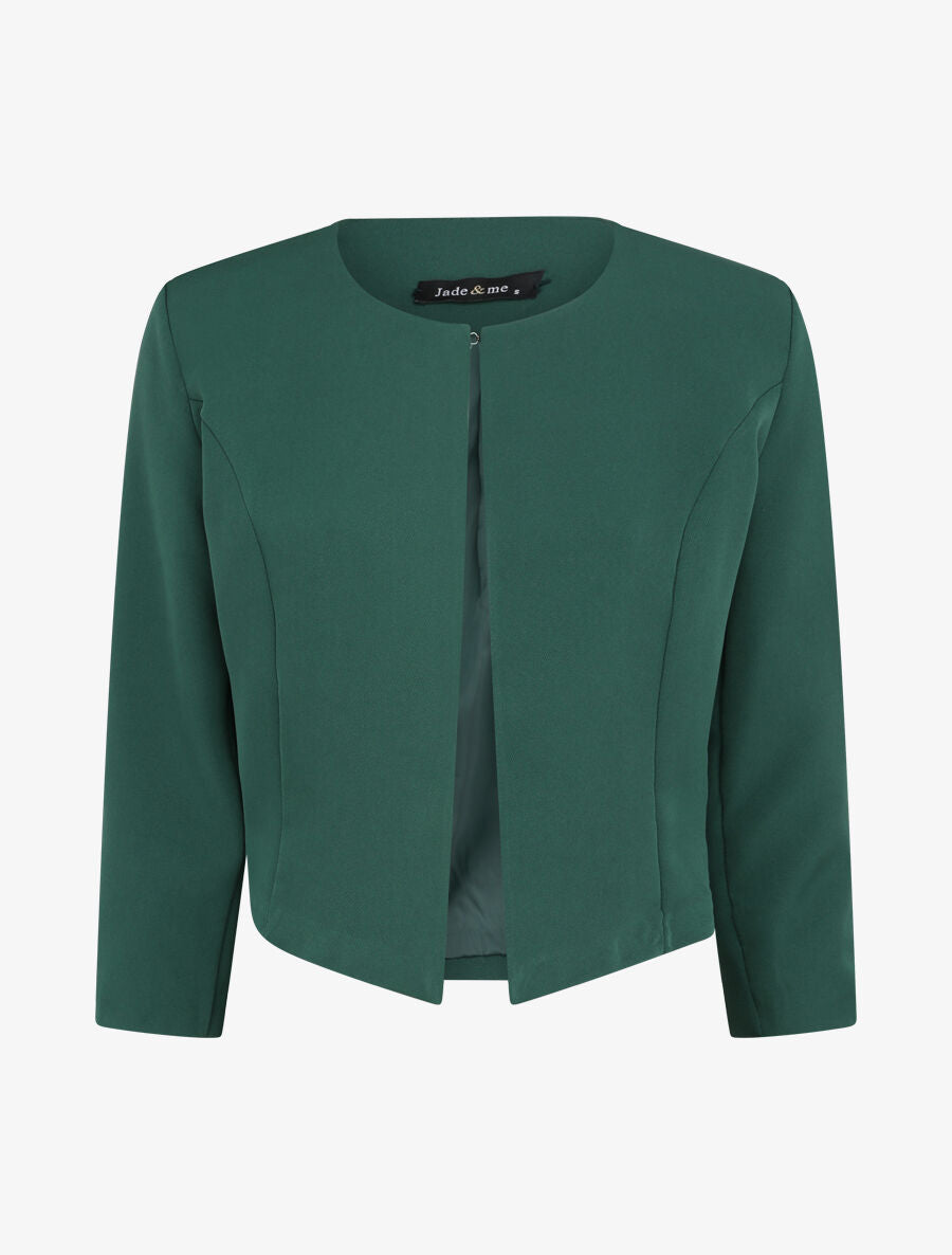 Veste droite uni manches 3/4 - Vert émeraude - 1