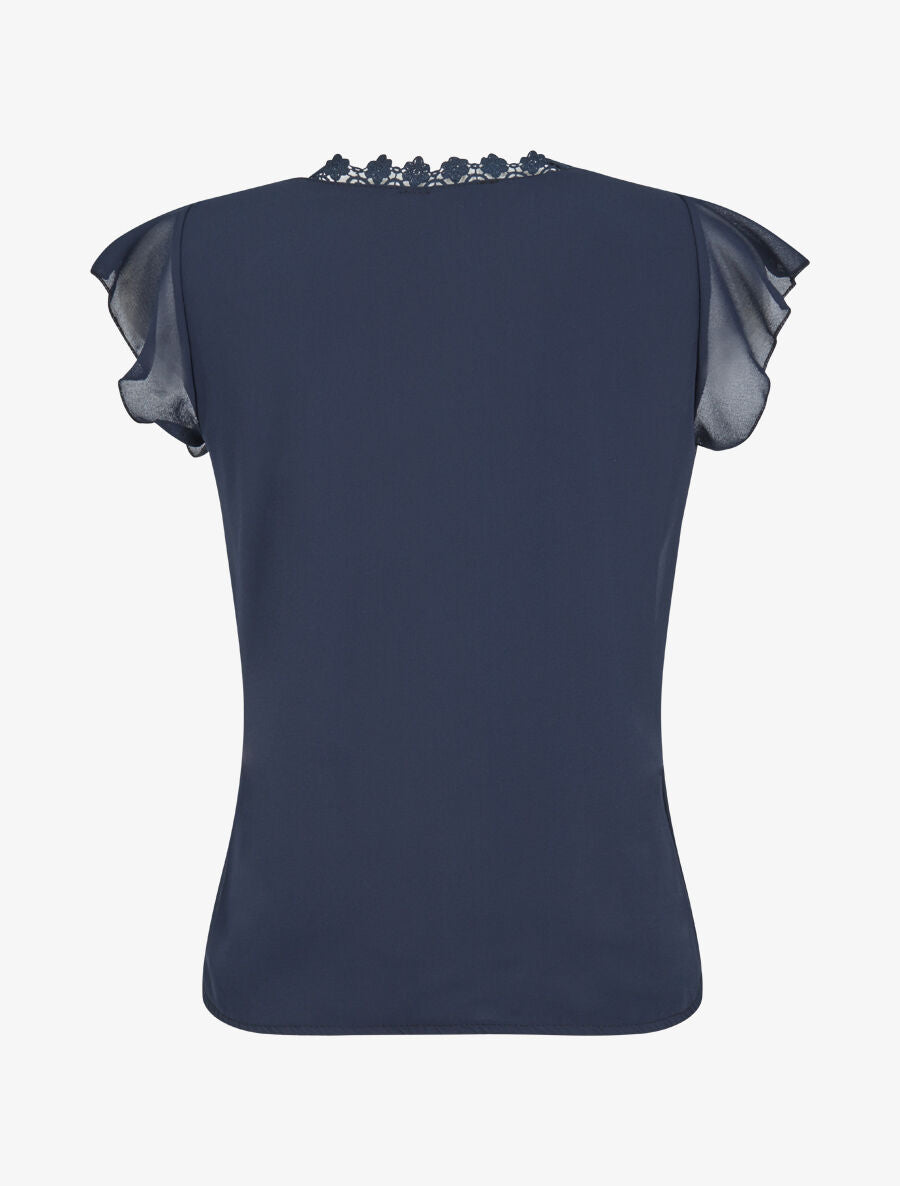 Top droit uni à détail crochet - Marine - 2