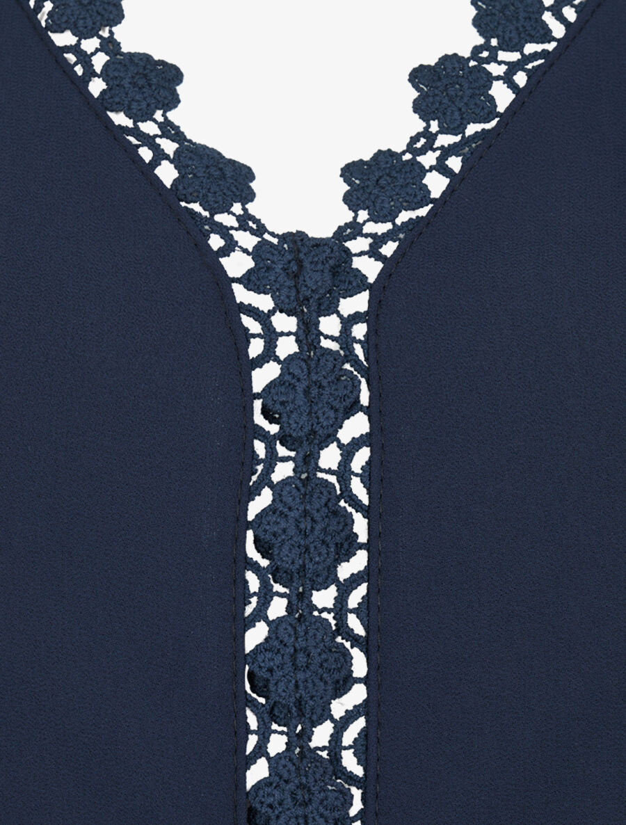 Top droit uni à détail crochet - Marine - 3