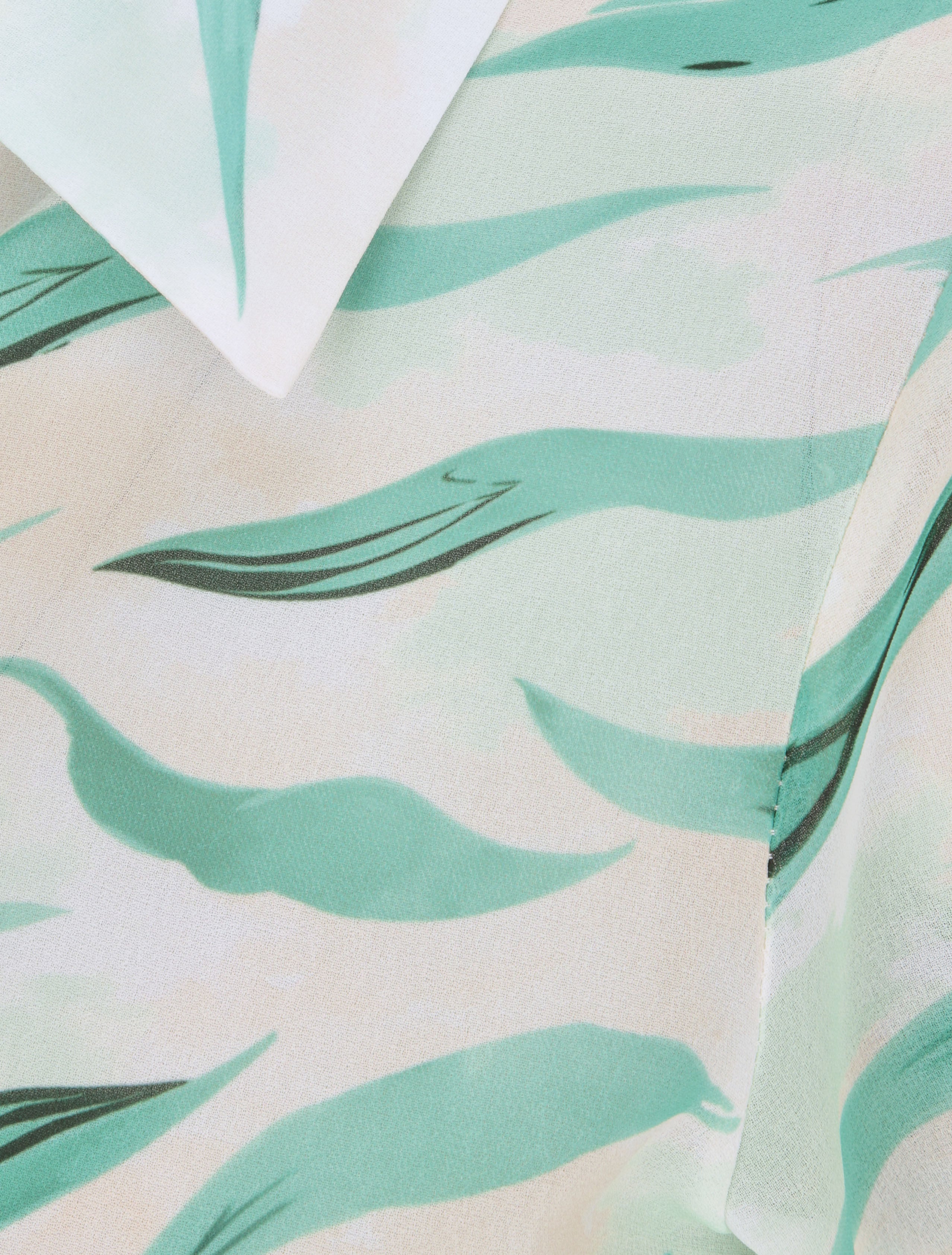 Chemise droite à nouer imprimé tigré stylisé - Écru - 3