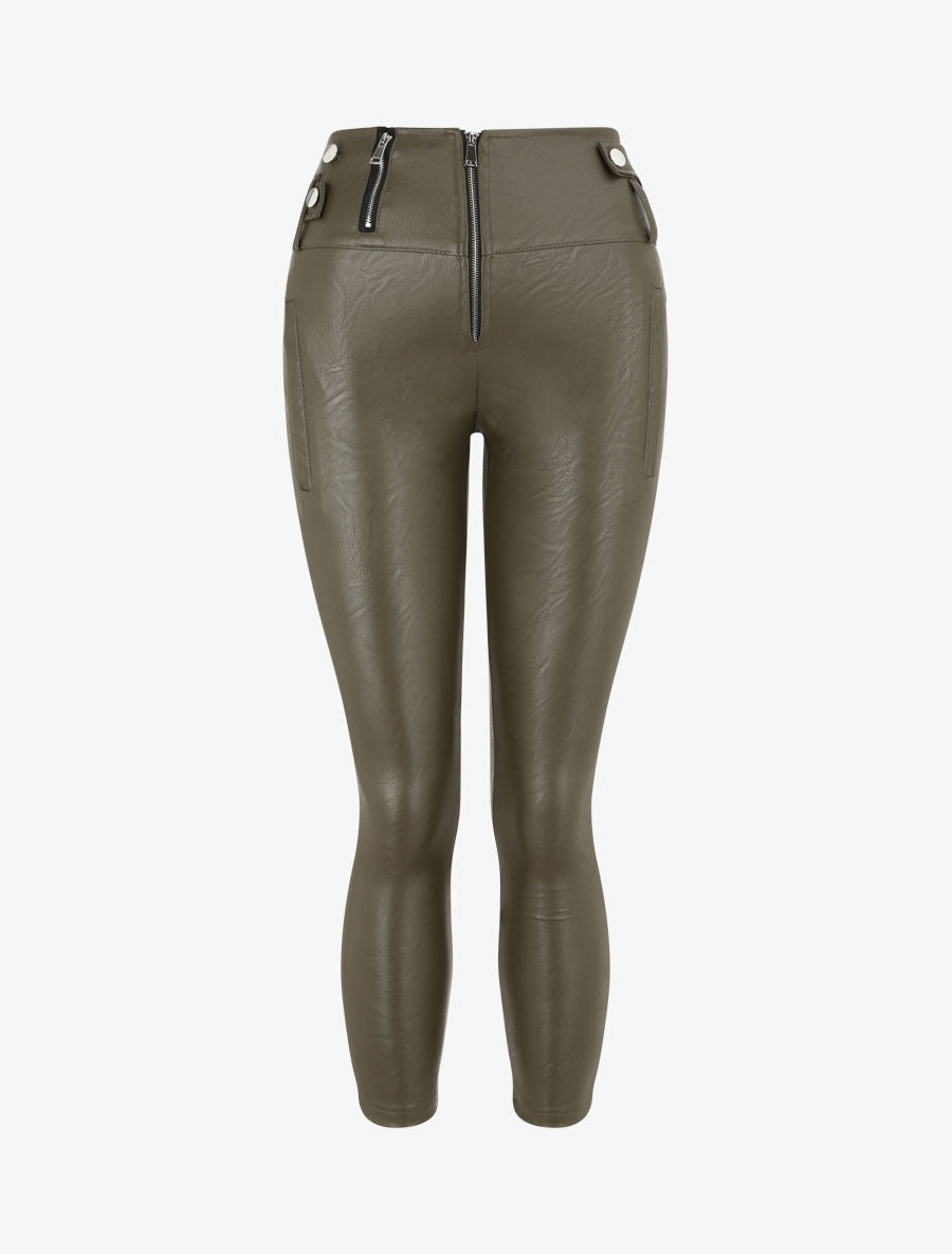 Pantalon simili uni - Kaki - 4