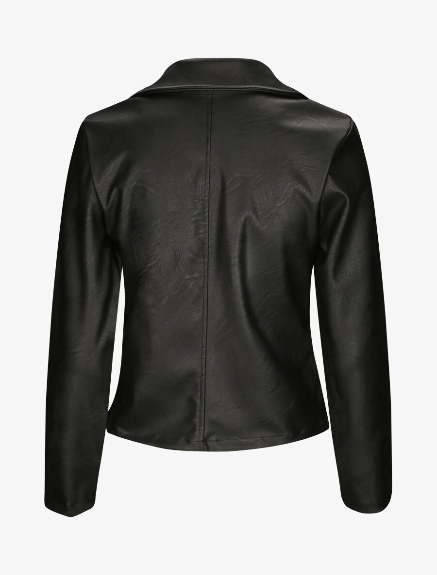 Perfecto droit en simili à poche zippée décorative - Noir - 2