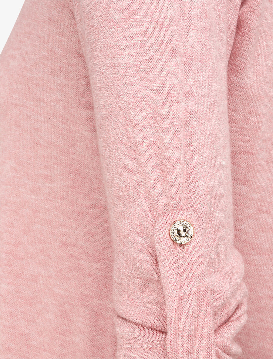 Pull fin à dos ouvert à détail dentelle - Rose - 3