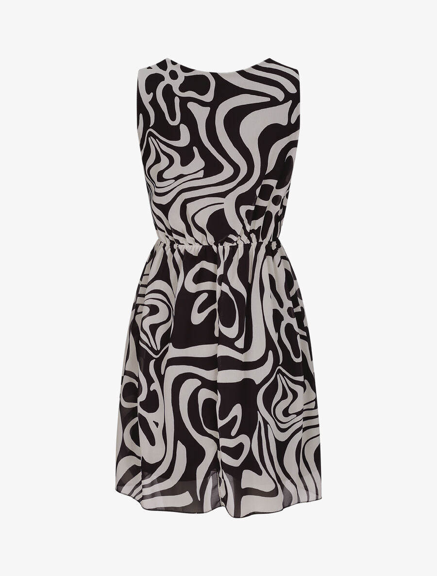 Robe en voile à imprimé graphique - Noir - 2