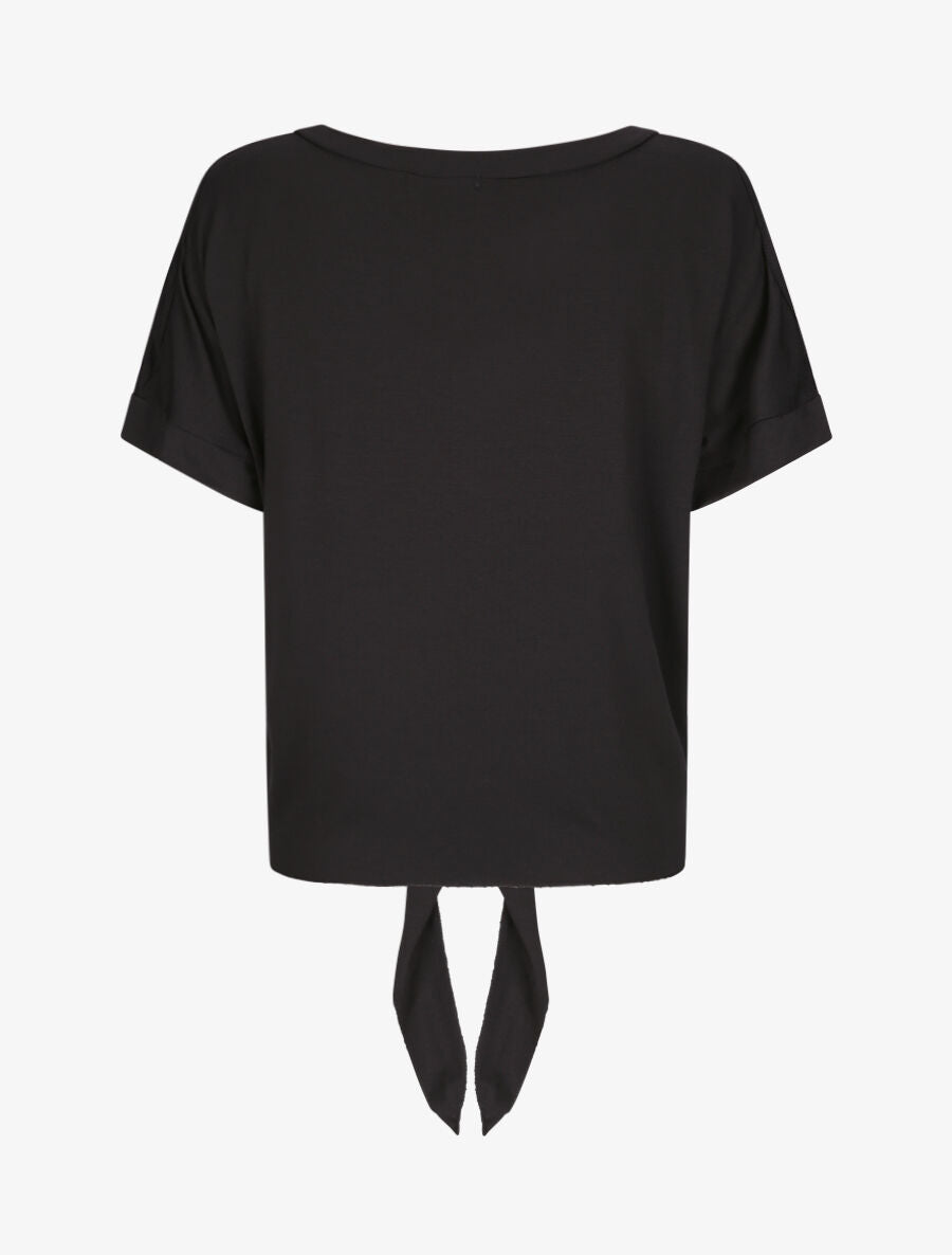 Top oversize uni à épaules ajourées - Noir - 2