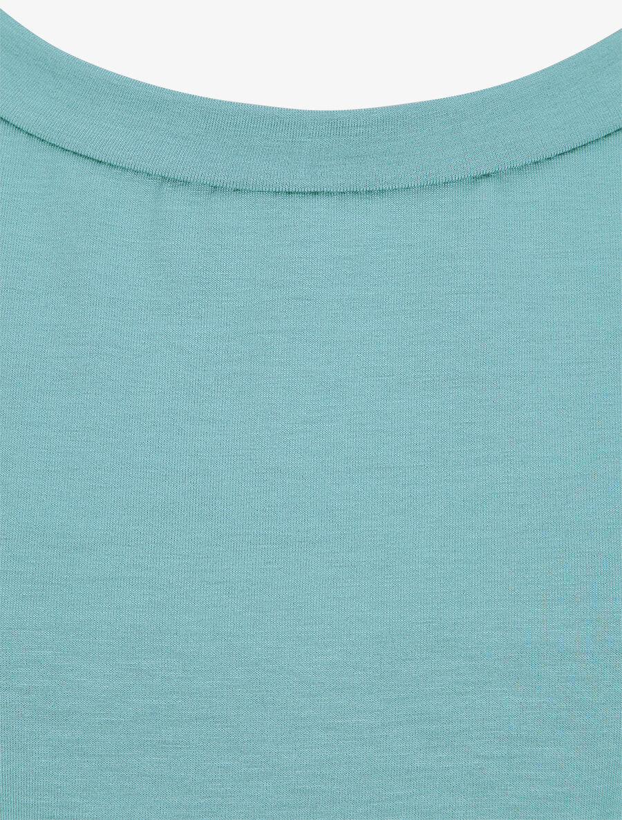Top oversize uni à épaules ajourées - Bleu lagon - 3