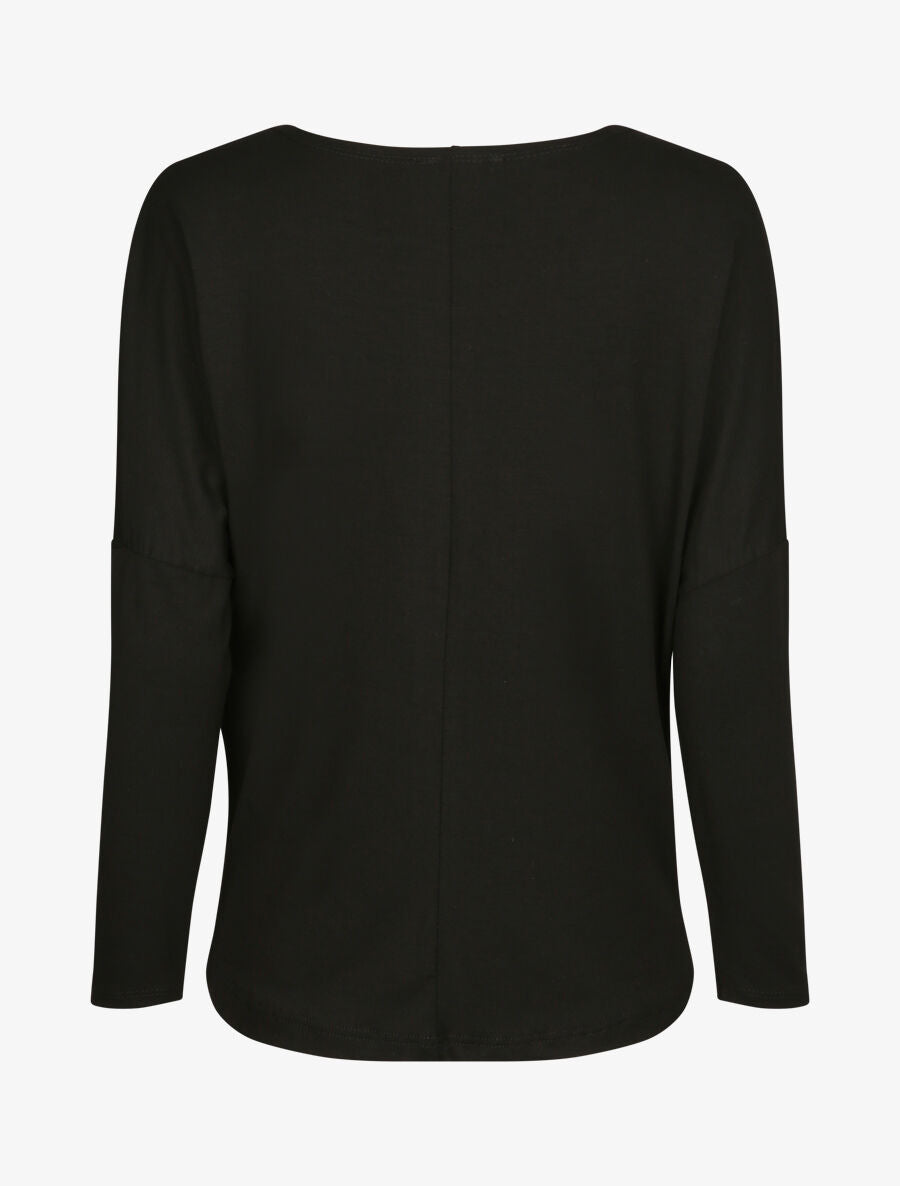 Top oversize uni à col bénitier - Noir - 2