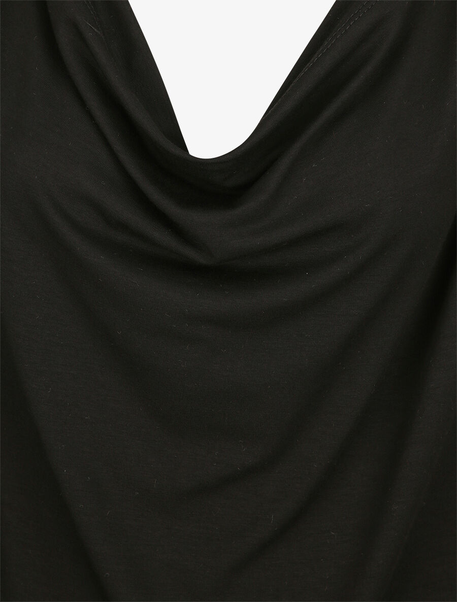 Top oversize uni à col bénitier - Noir - 3