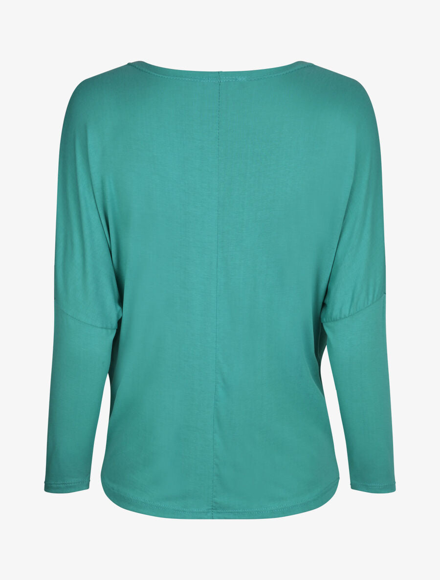 Top oversize uni à col bénitier - Turquoise - 2