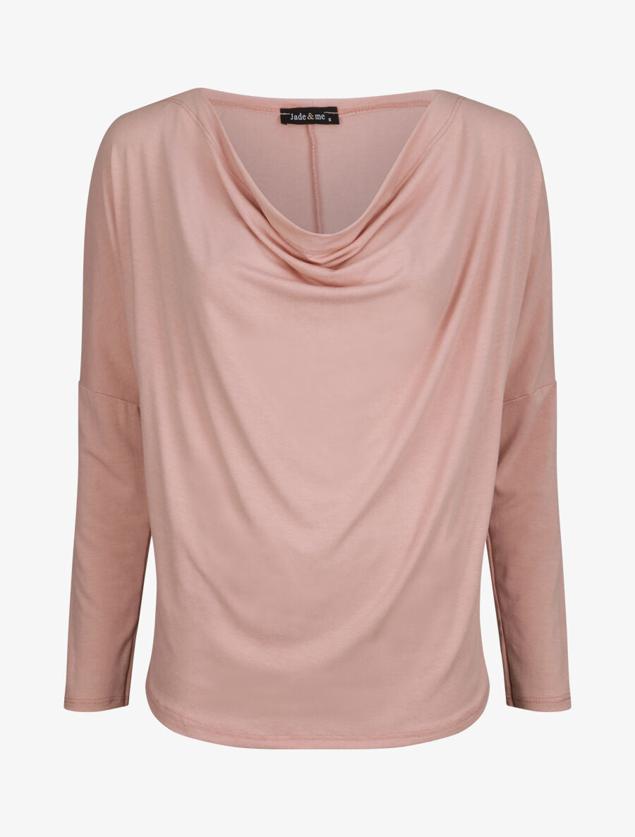Top oversize uni à col bénitier - Rose poudré - 1