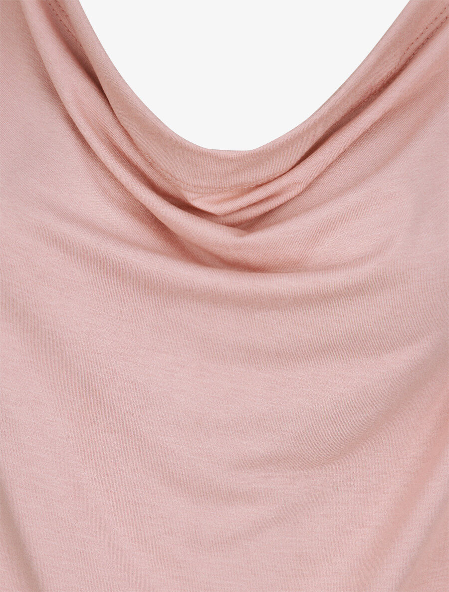 Top oversize uni à col bénitier - Rose poudré - 3