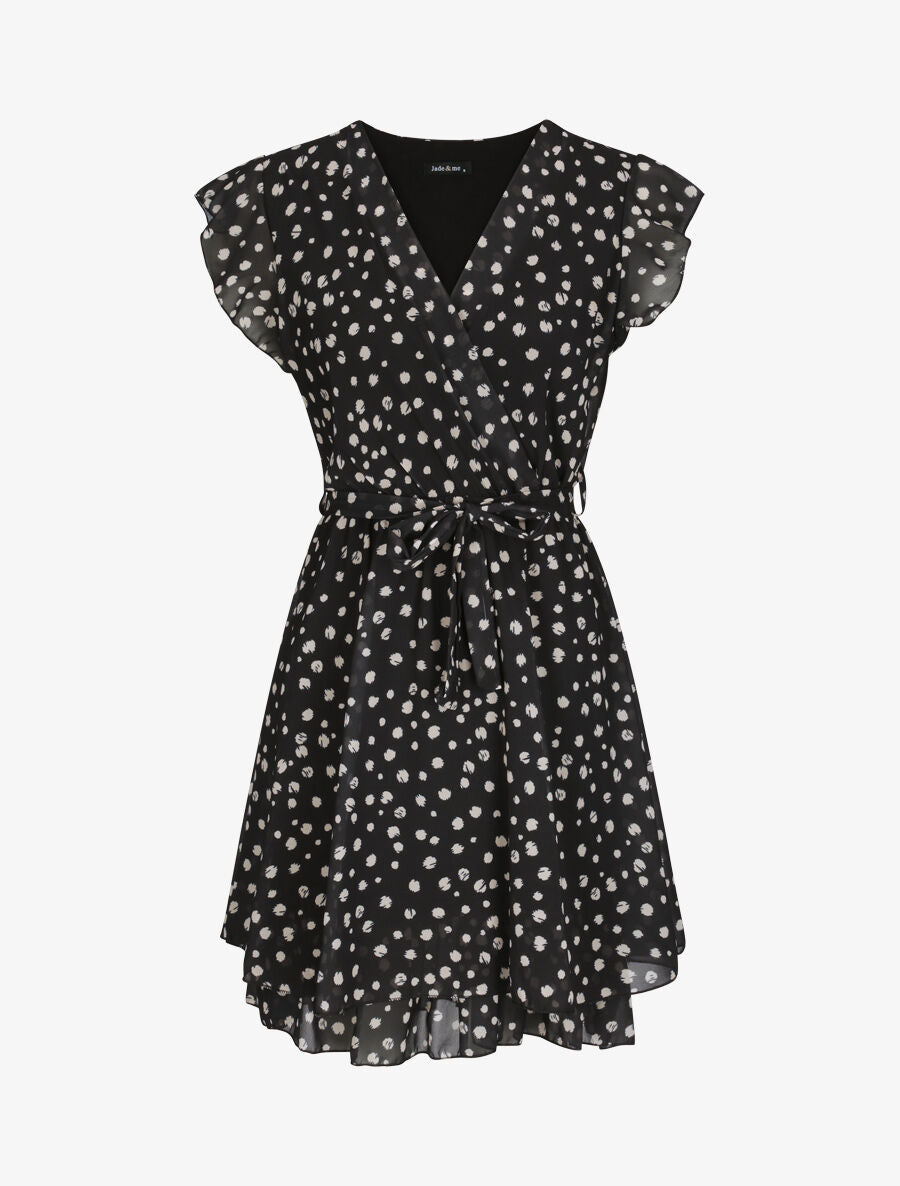 Robe en voile à imprimé moucheté - Noir - 1