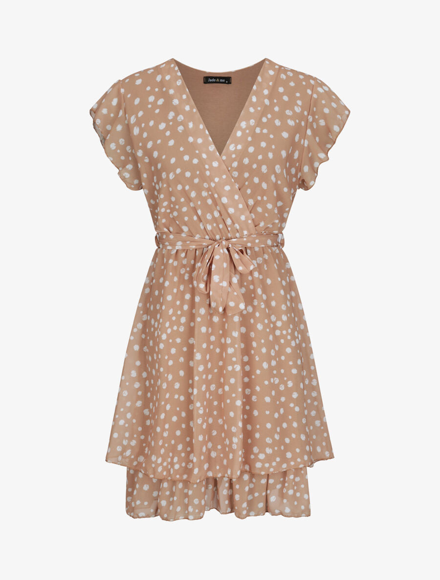Robe en voile à imprimé moucheté - Camel - 5