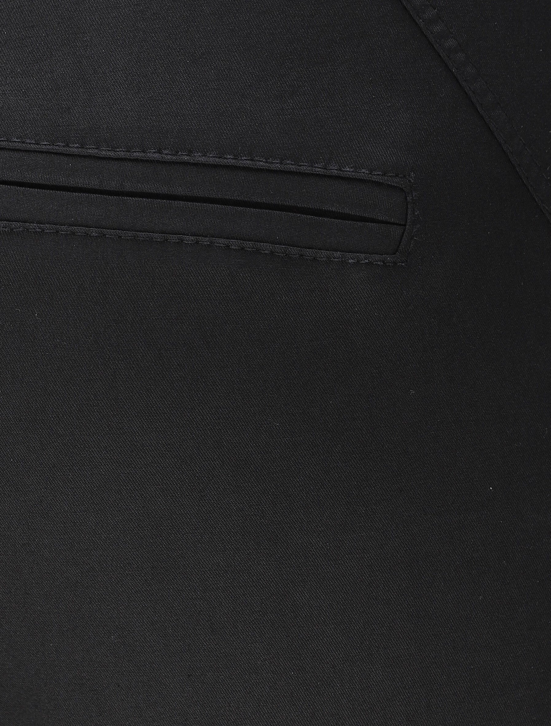 Pantalon chino taille haute uni en coton mélangé - Noir - 3