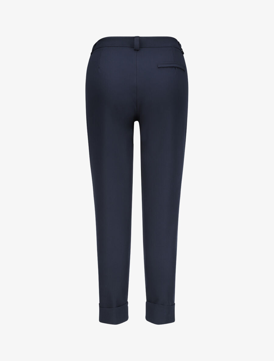 Pantalon uni à revers - Marine - 2