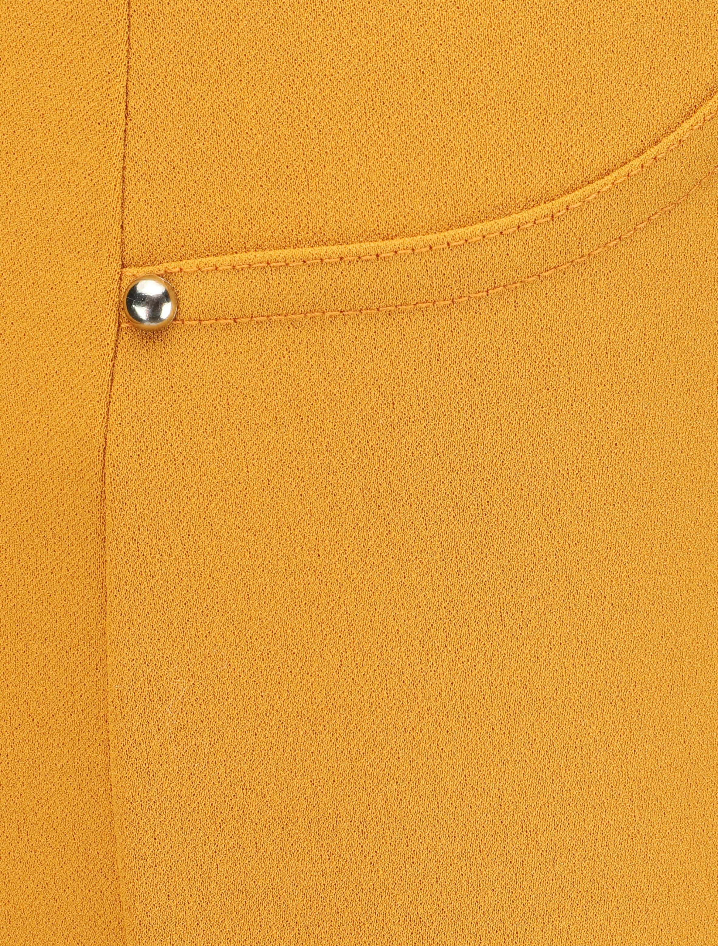 Pantalon slim à taille élastiquée - Jaune moutarde - 3