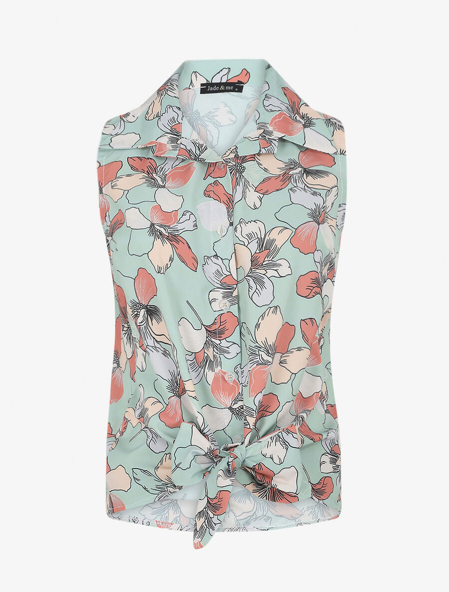 Blouse sans manches à liens à nouer - Vert d&