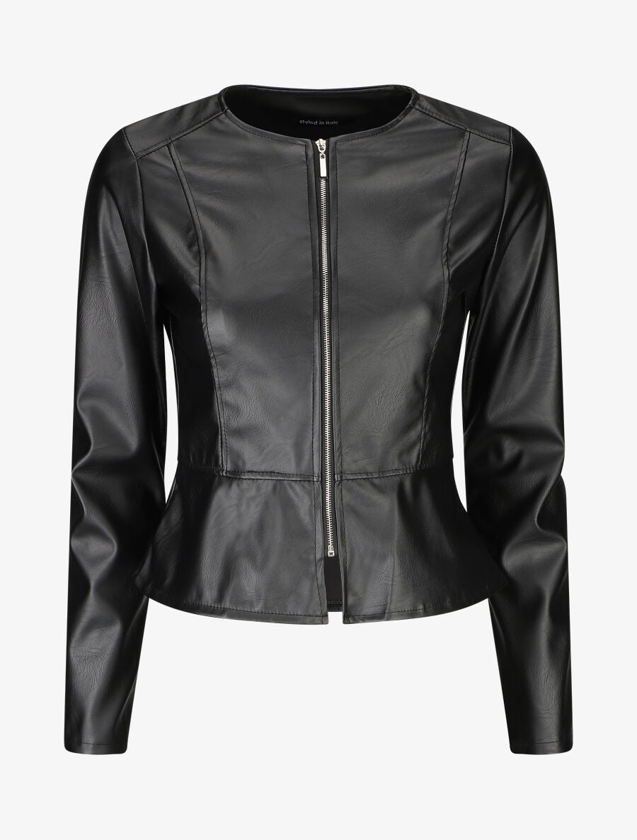 Veste zippée en simili - Noir - 6