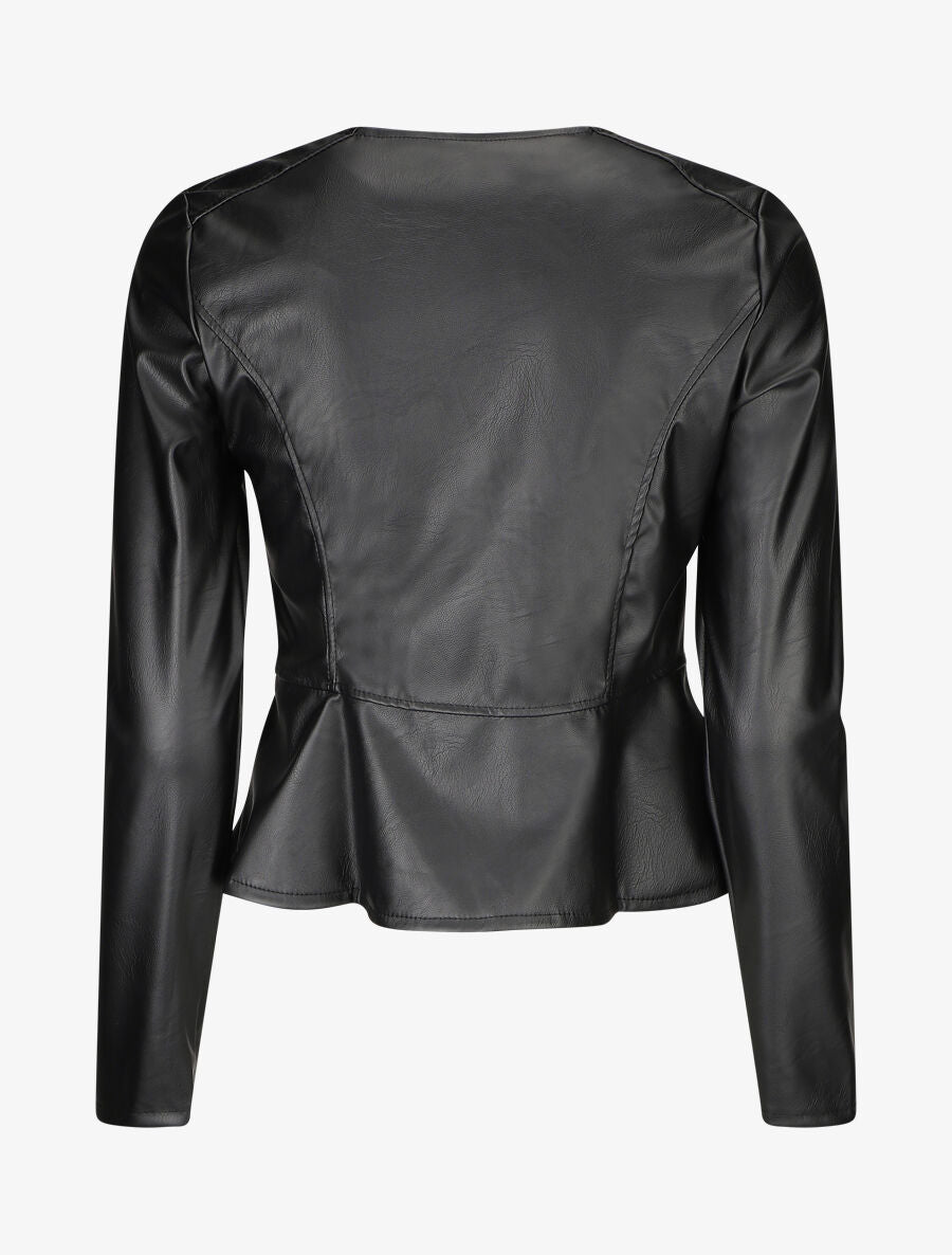 Veste zippée en simili - Noir - 2