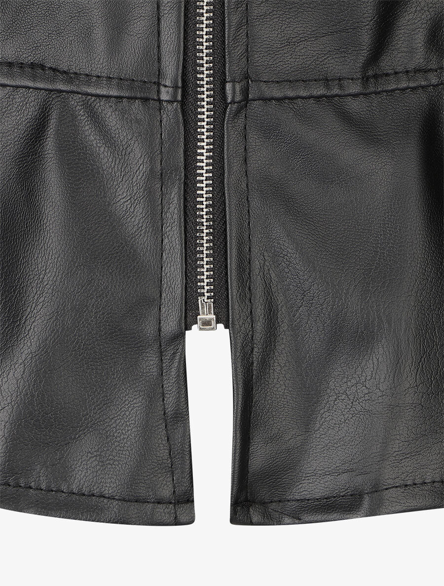 Veste zippée en simili - Noir - 3