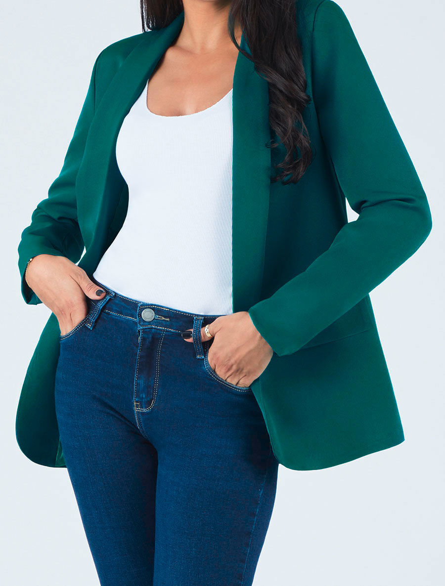 Blazer long à col châle - Vert - 4