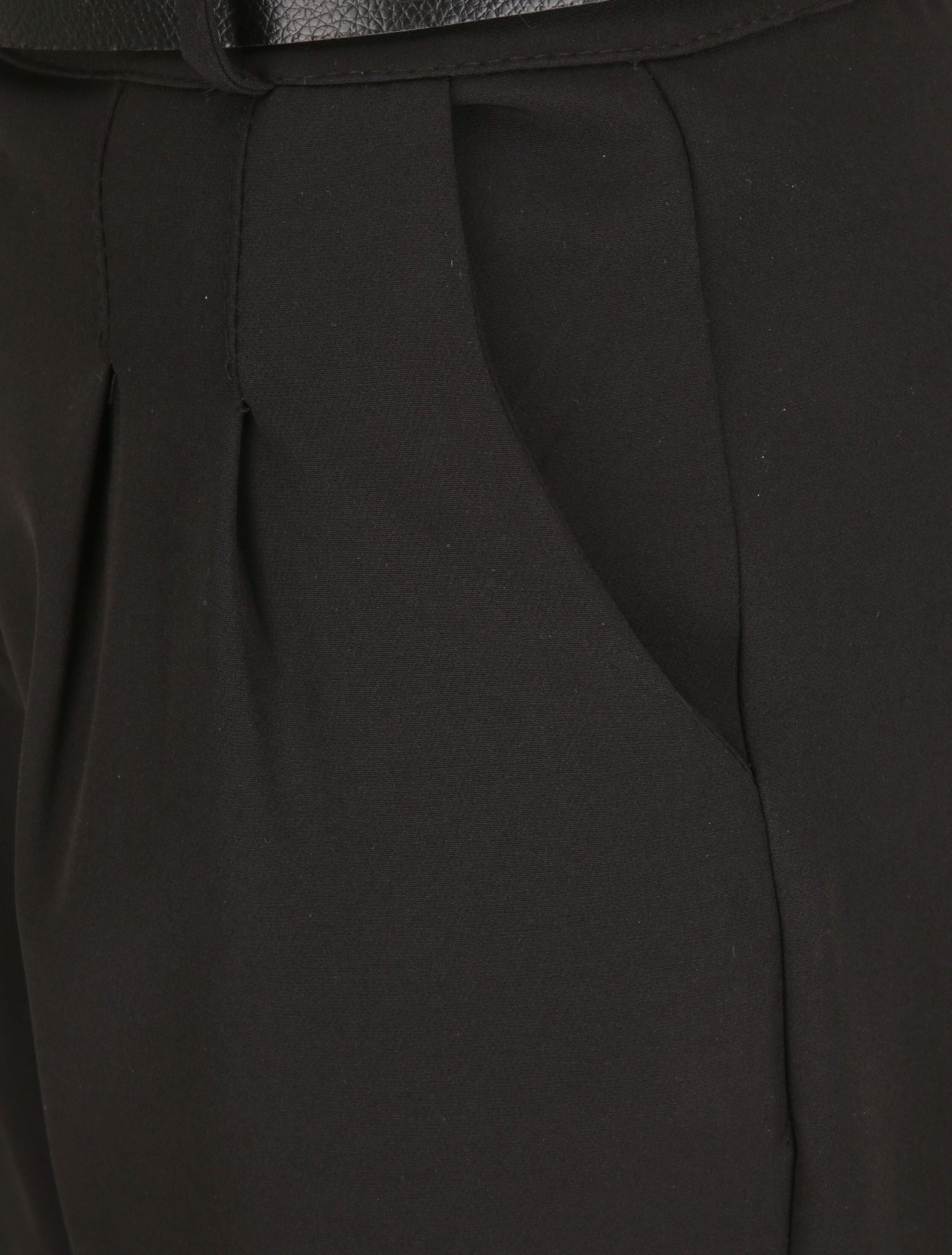 Pantalon dad uni taille standard - Noir - 3