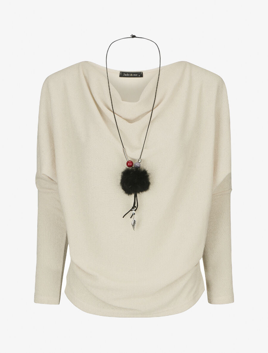 Pull à col bénitier - Beige - 4