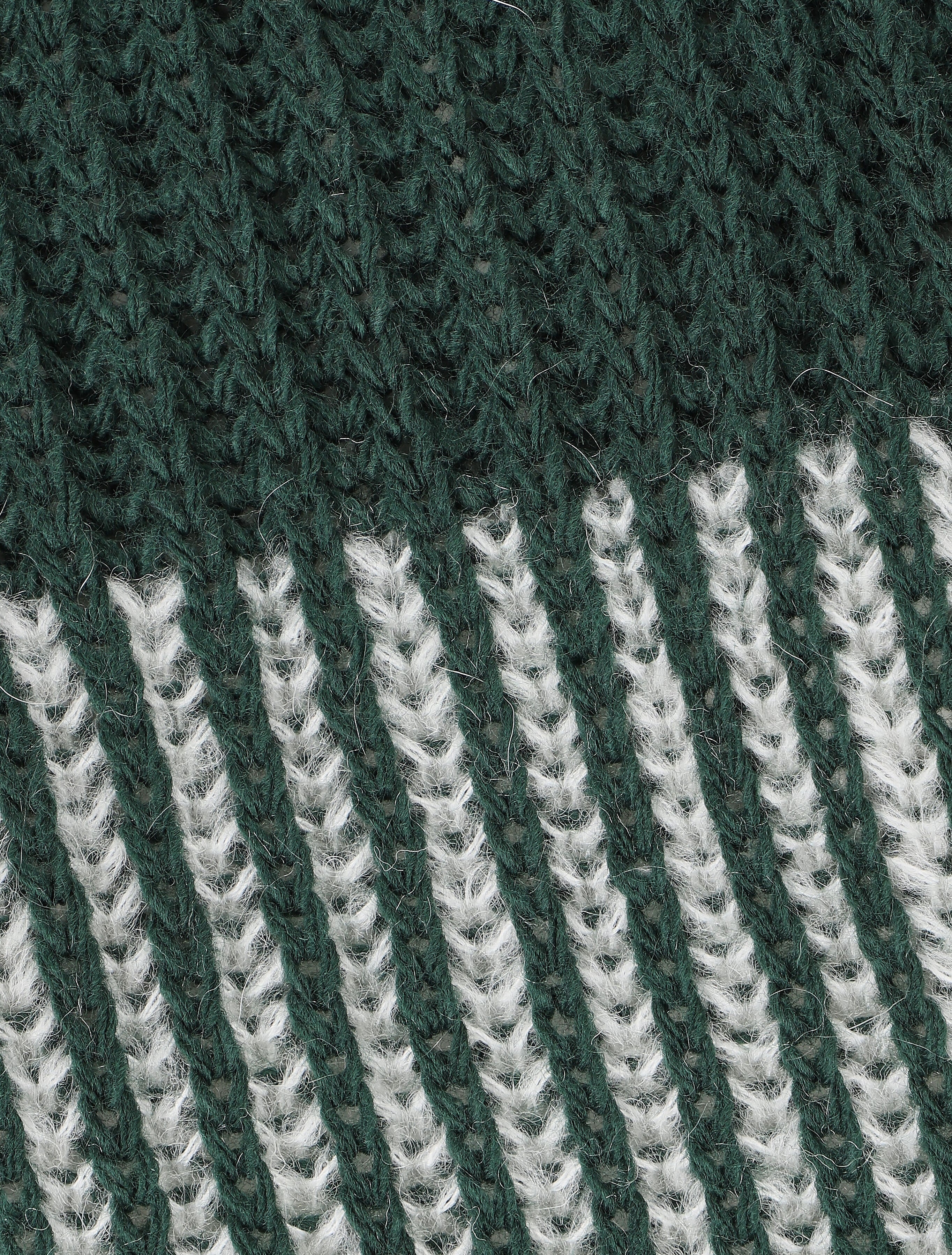Pull en grosse maille bicolore - Vert sapin - 3