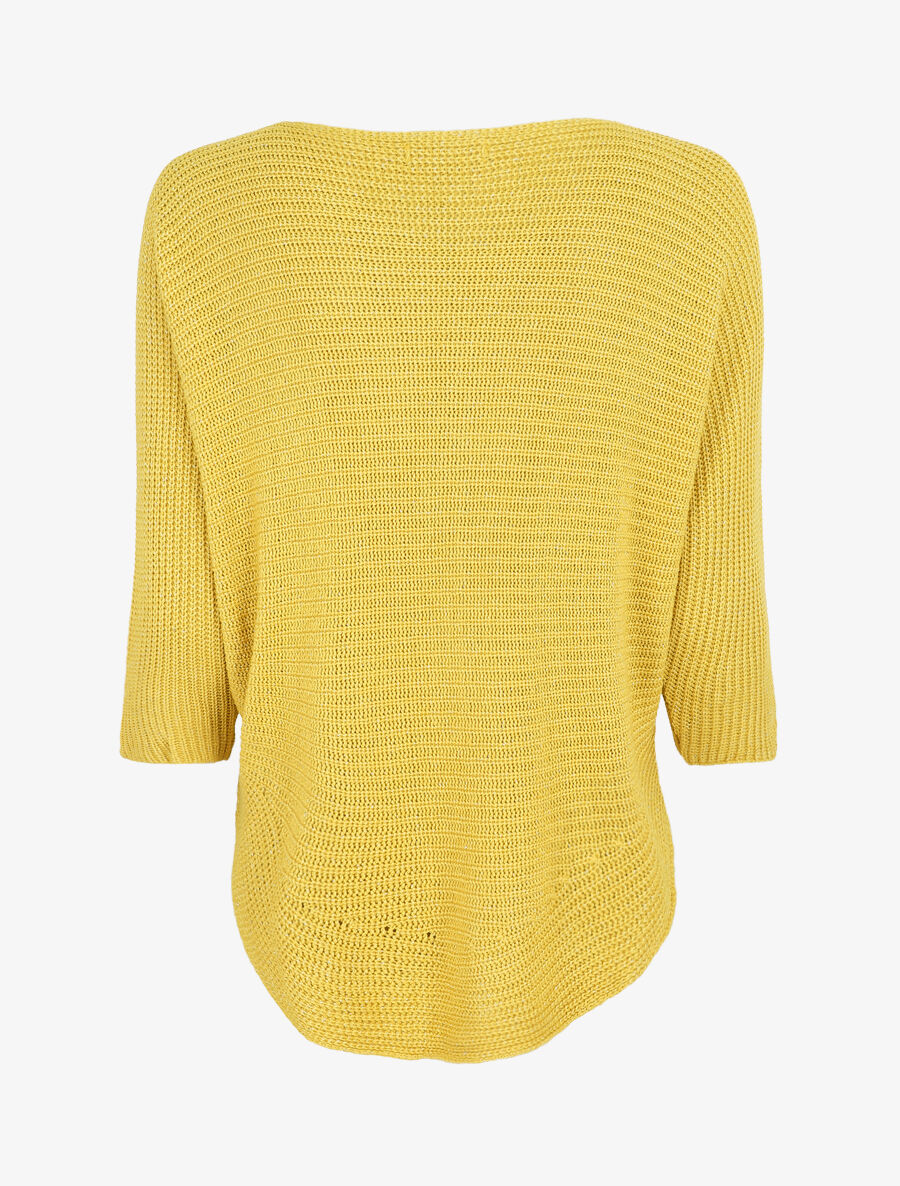 Pull irisé col bateau - Jaune - 2