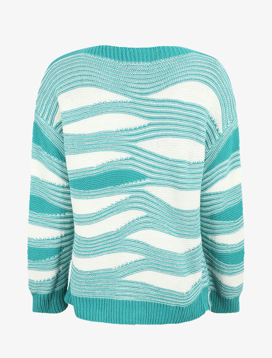 Pull coupe droite imprimé graphique - Turquoise - 2