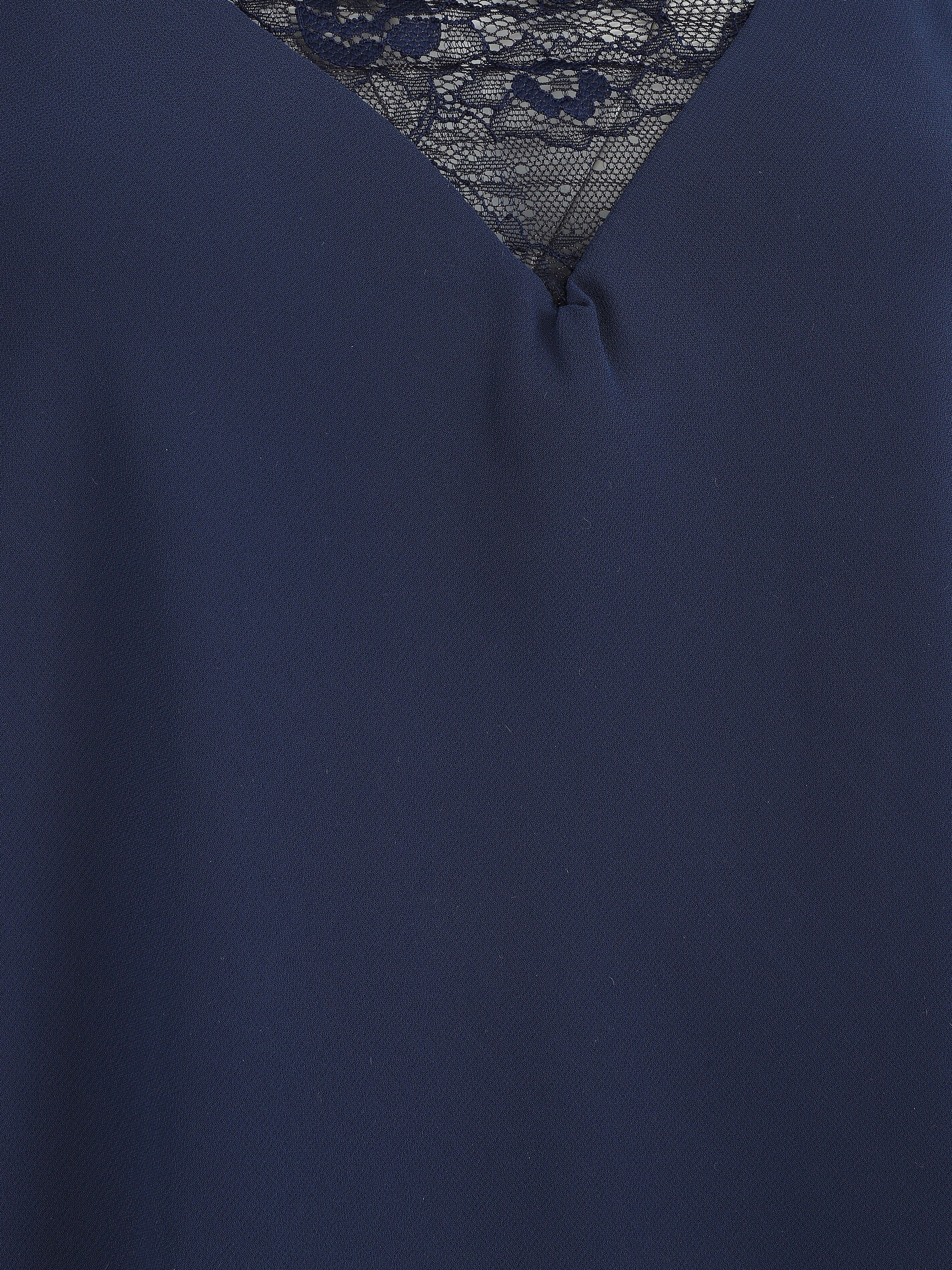 Caraco à col V en dentelle - Marine - 3