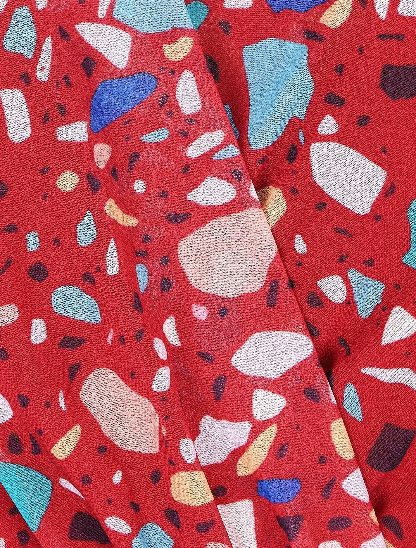 Robe cache-coeur à manches transparentes imprimé graphique - Rouge - 3