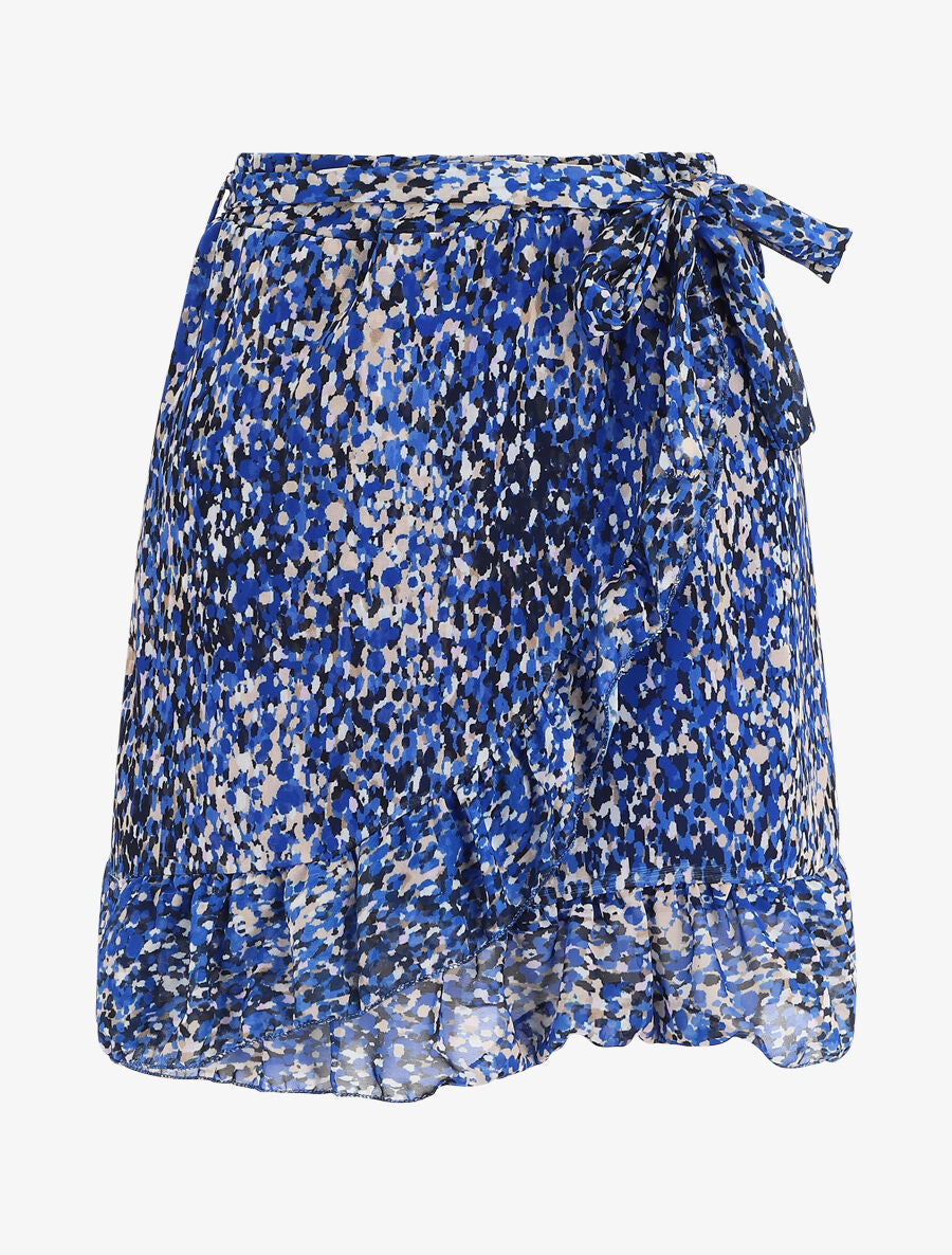 Mini jupe volantée à imprimé fleuri - Bleu roi - 5