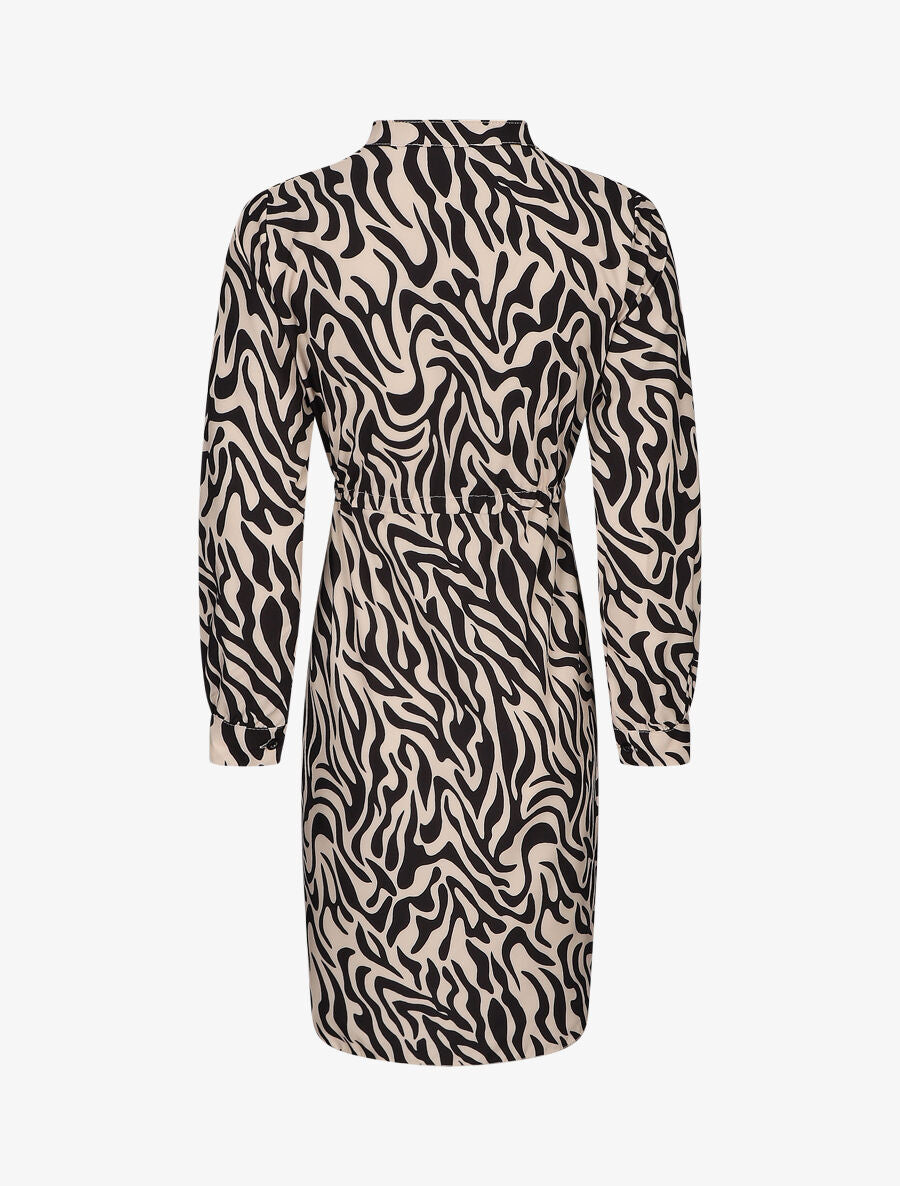Robe chemise à taille élastiquée imprimé animal - Noir - 2