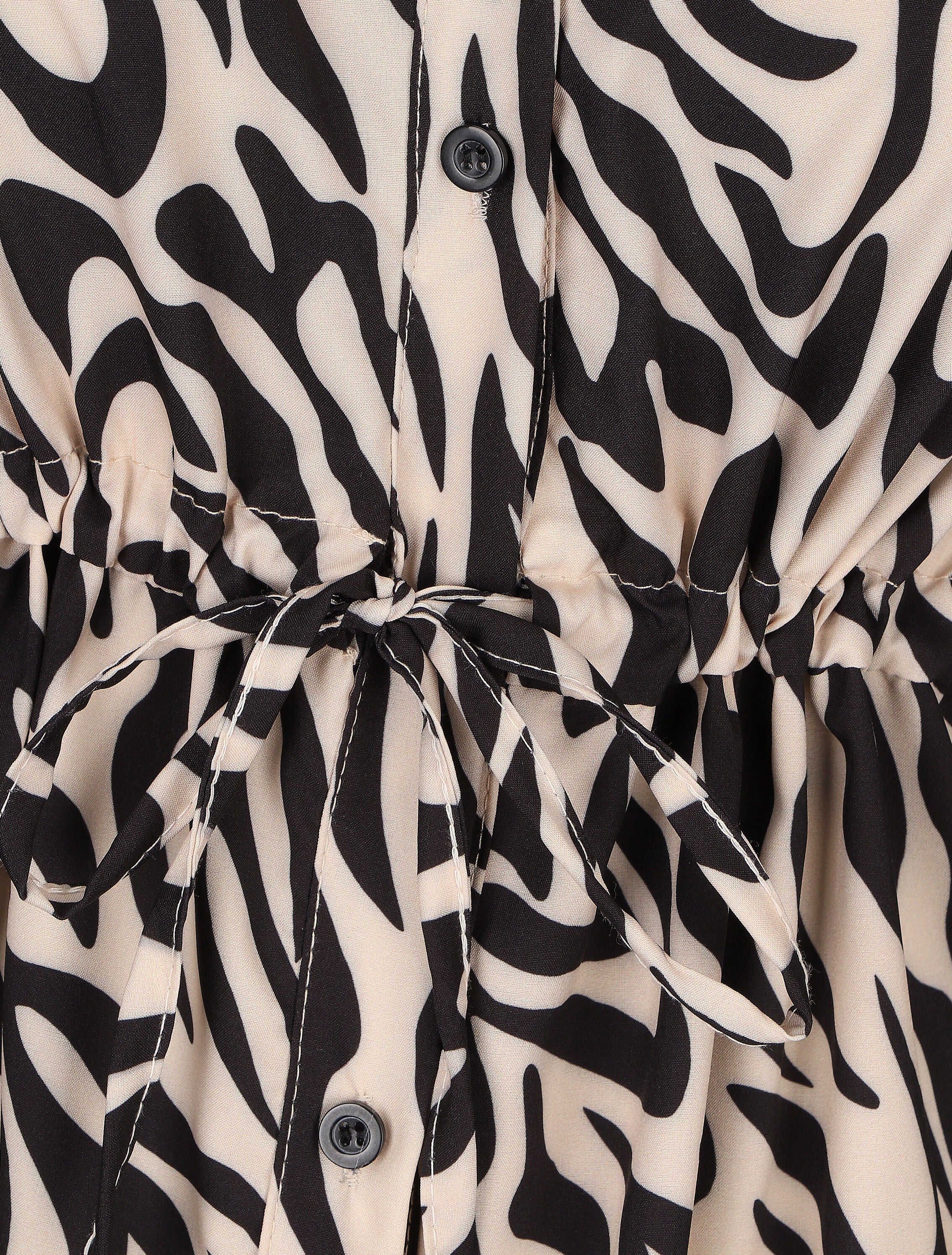 Robe chemise à taille élastiquée imprimé animal - Noir - 3