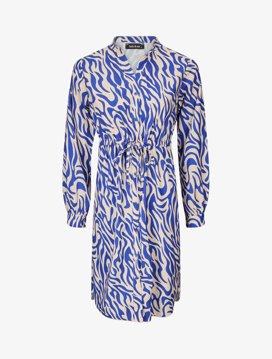 Robe chemise à imprimé abstrait - Bleu roi - 1