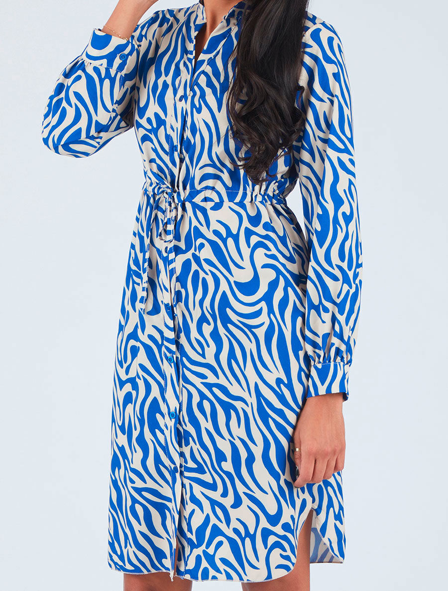 Robe chemise à imprimé abstrait - Bleu roi - 4