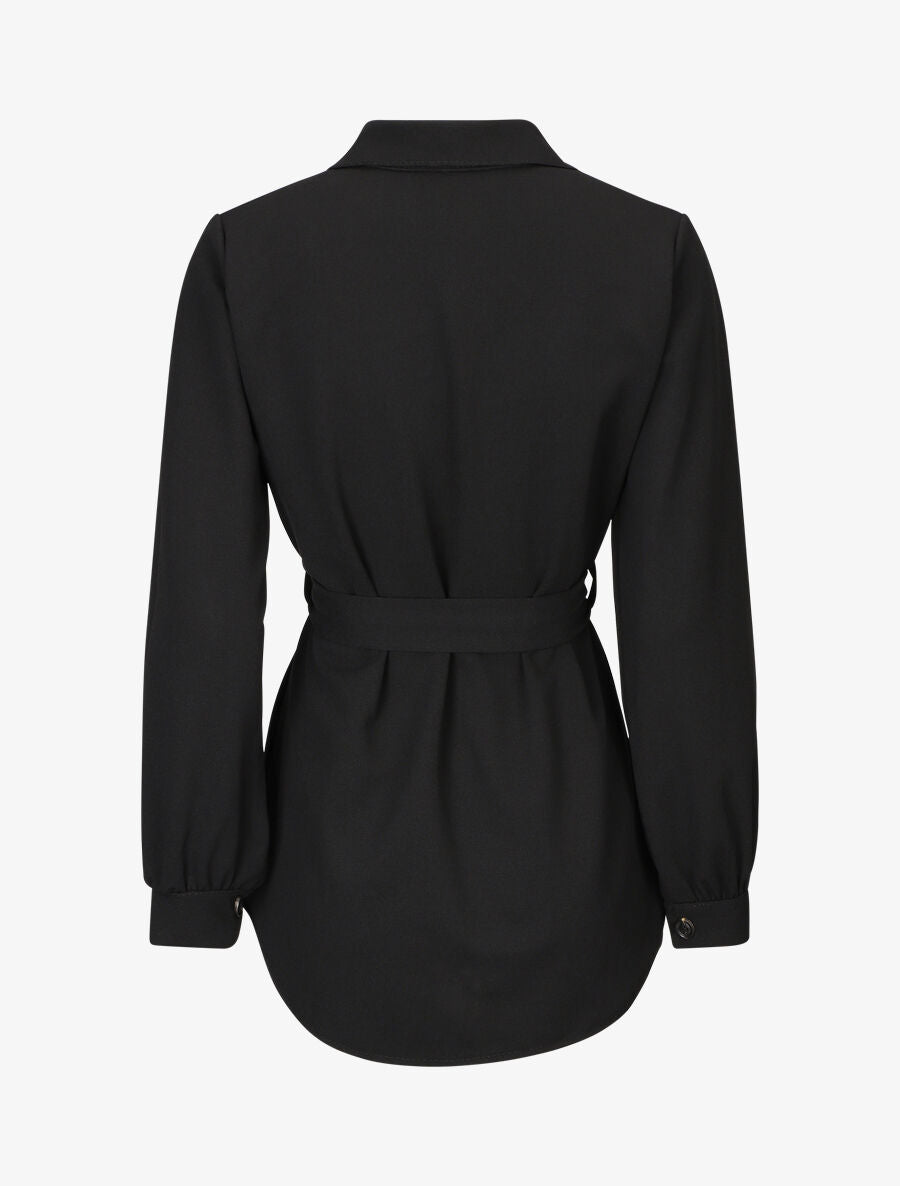 Chemise unie et liens à nouer - Noir - 2