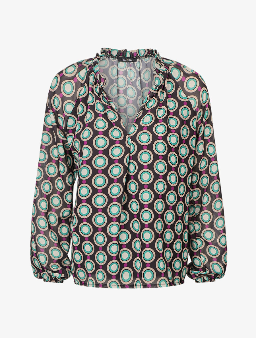 Blouse vaporeuse à imprimé vintage - Noir - 1