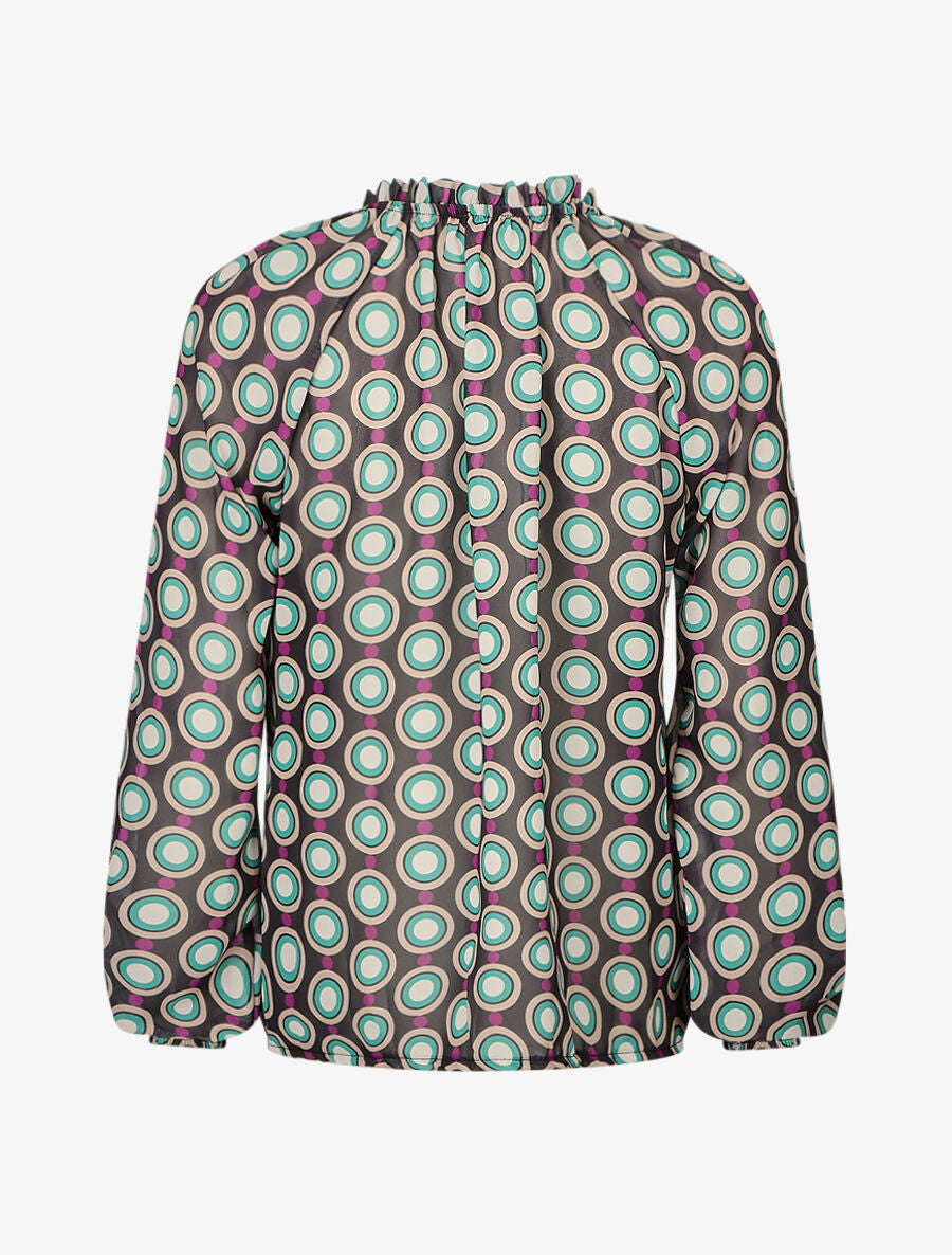 Blouse vaporeuse à imprimé vintage - Noir - 2