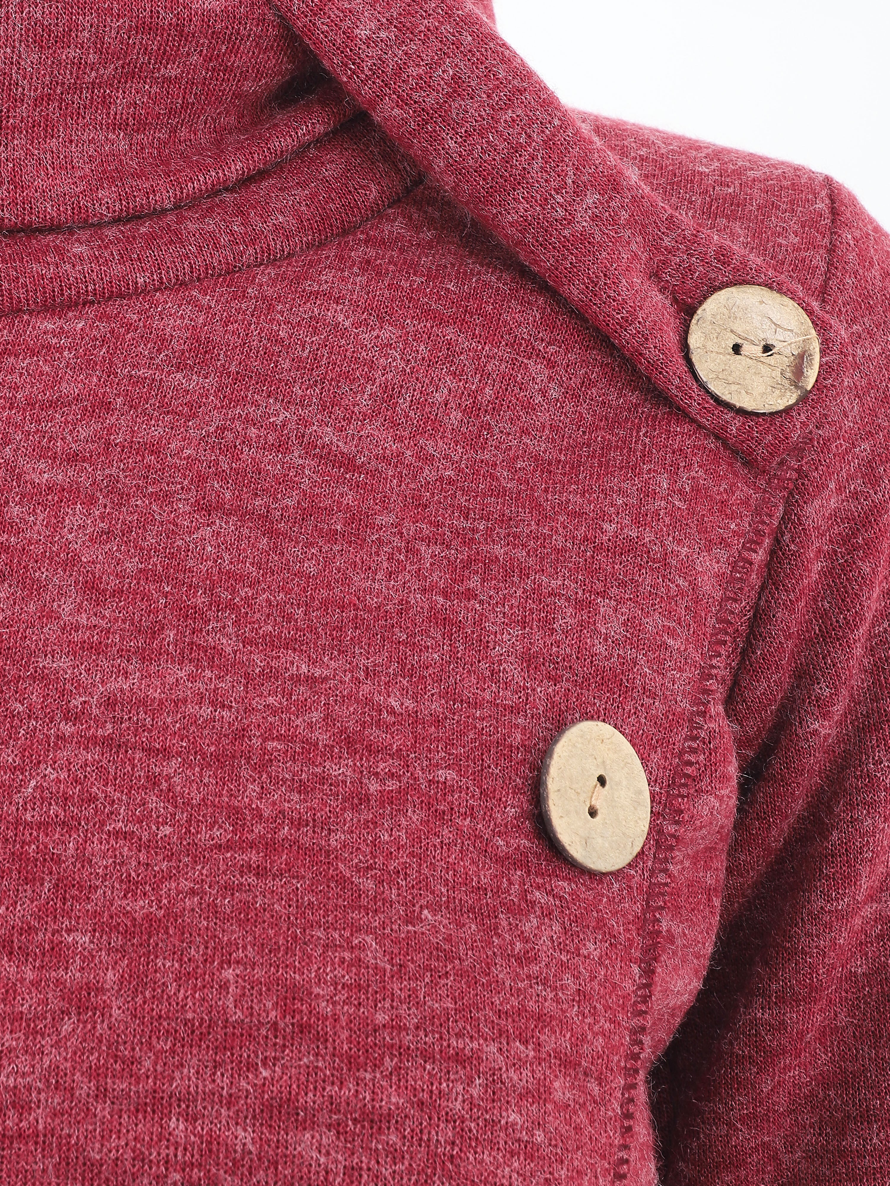 Pull droit boutonné à col roulé - Bordeaux - 3
