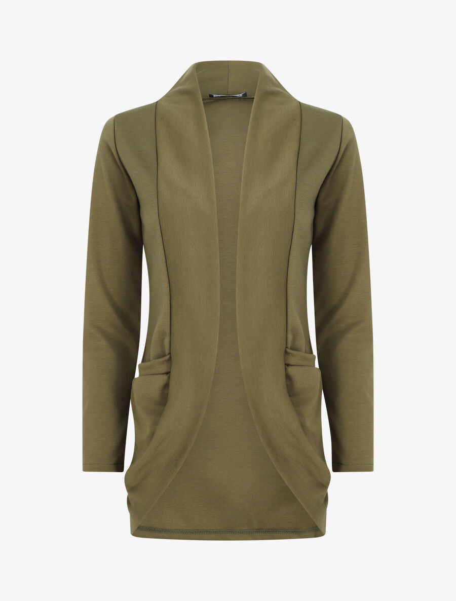 Veste légère ouverte à poches plaquées - Kaki - 5