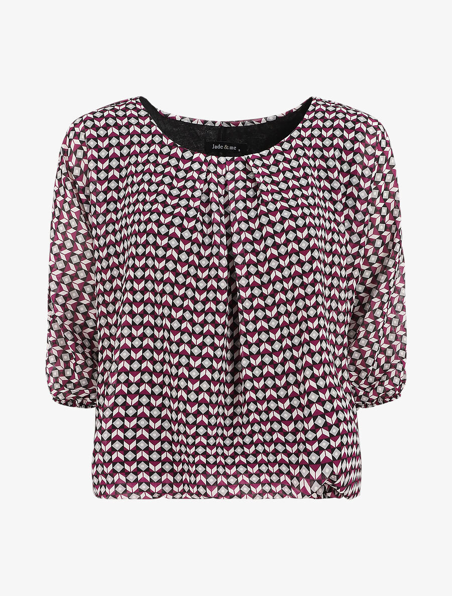 Blouse imprimé mosaïque - Violet - 1