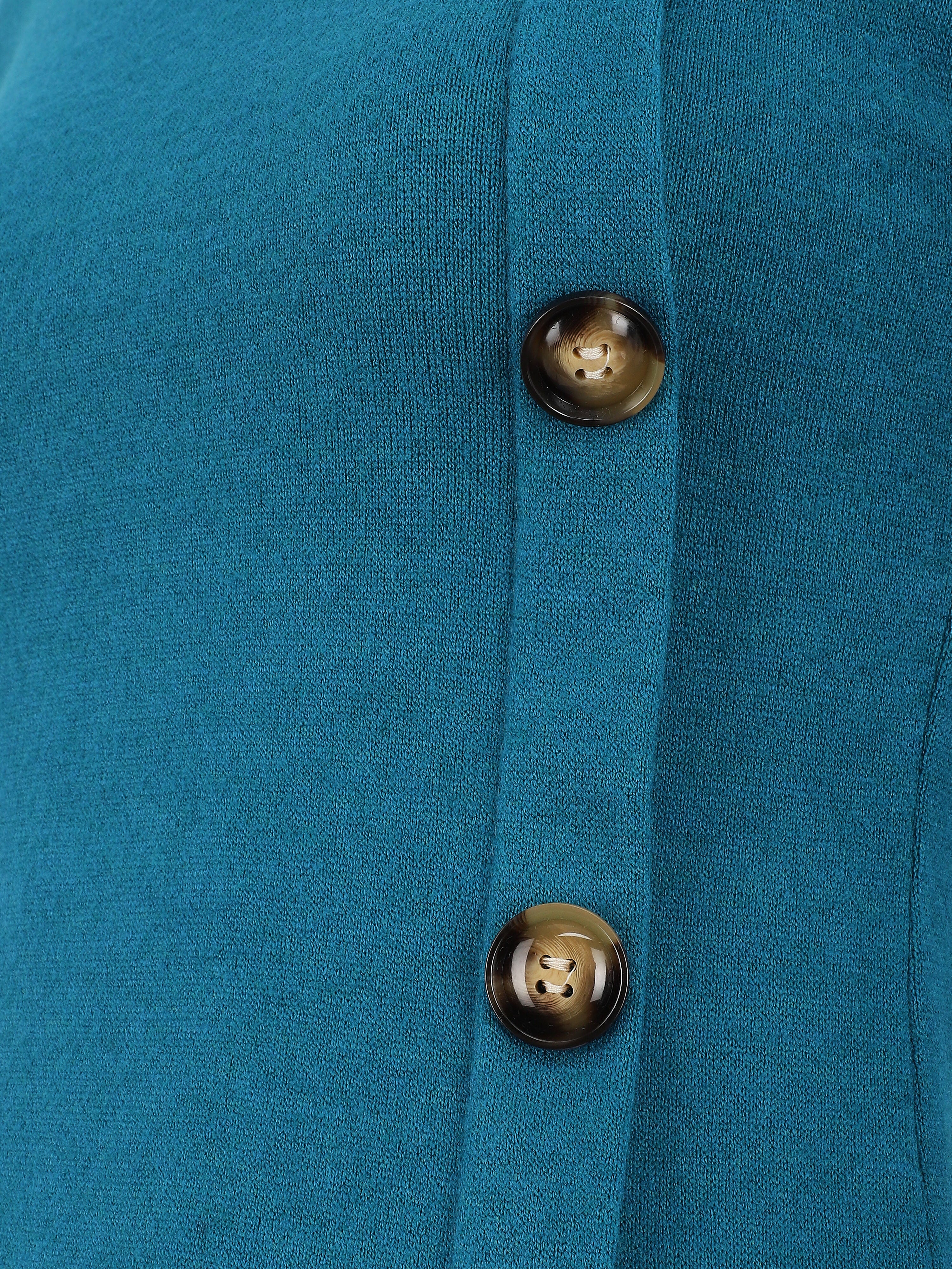 Pull fin à boutons décoratifs - Bleu canard - 3