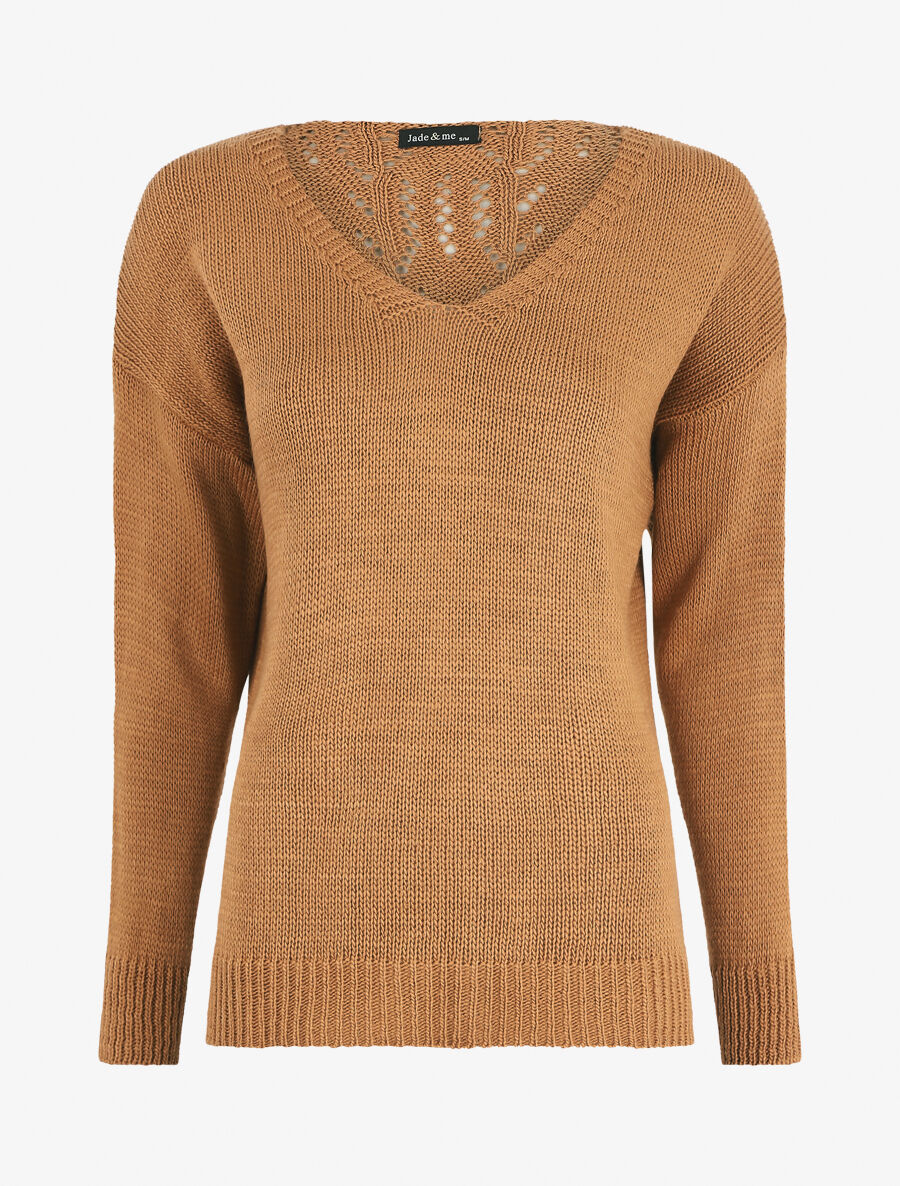 Pull droit dos stylisé - Camel - 1