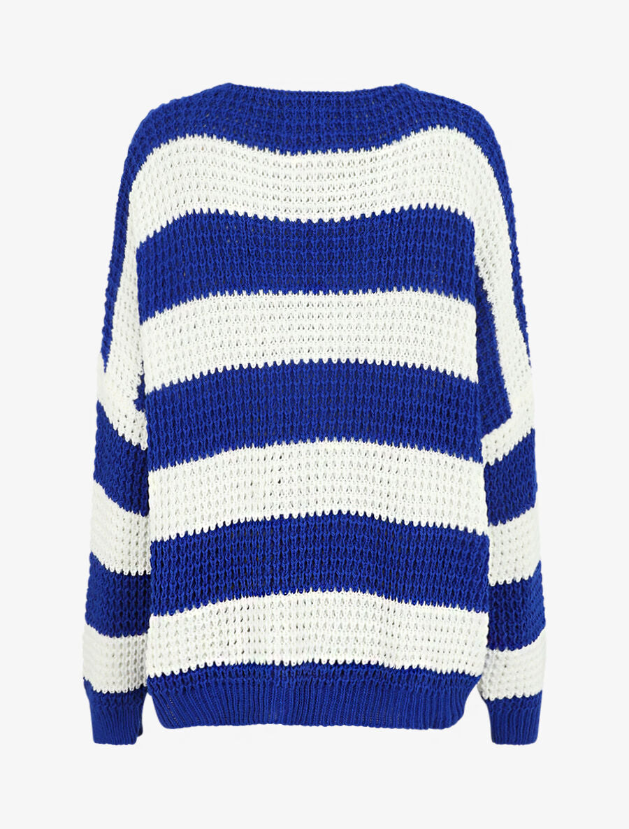 Pull rayé ample - Bleu électrique - 2