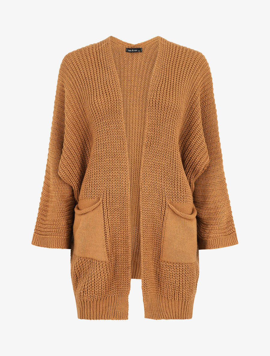 Gilet mi-long ample - Camel - 1