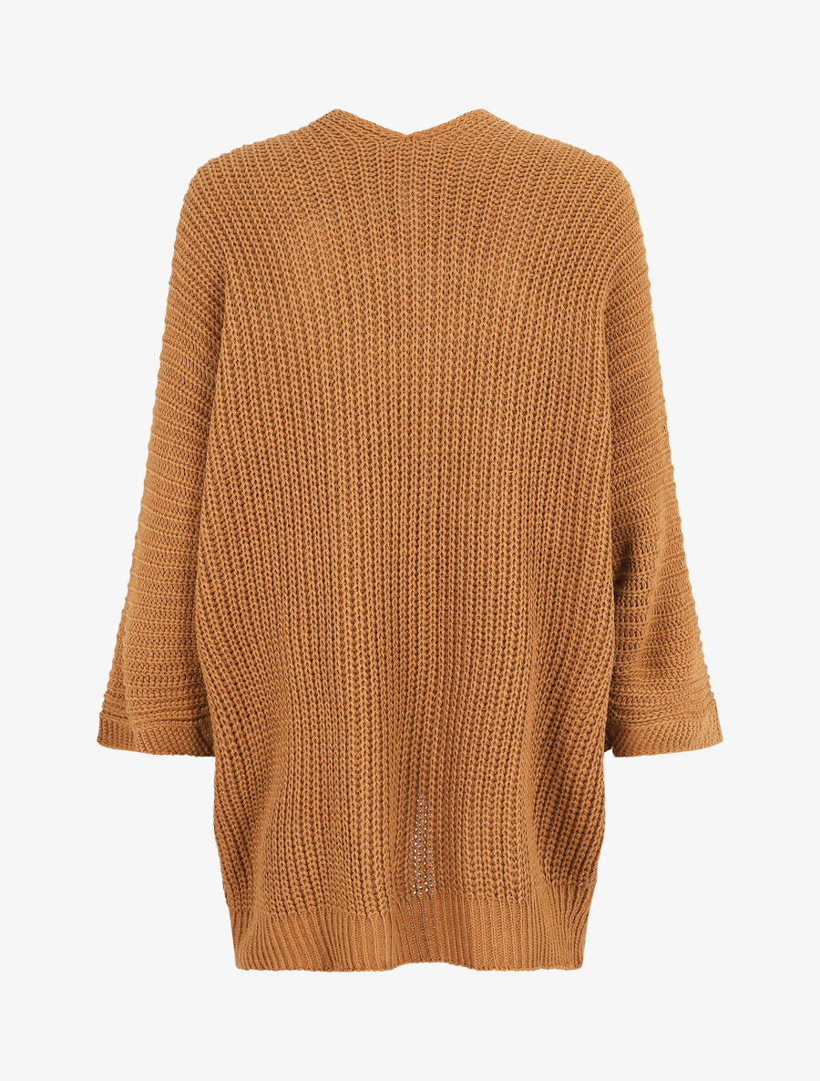 Gilet mi-long ample - Camel - 2