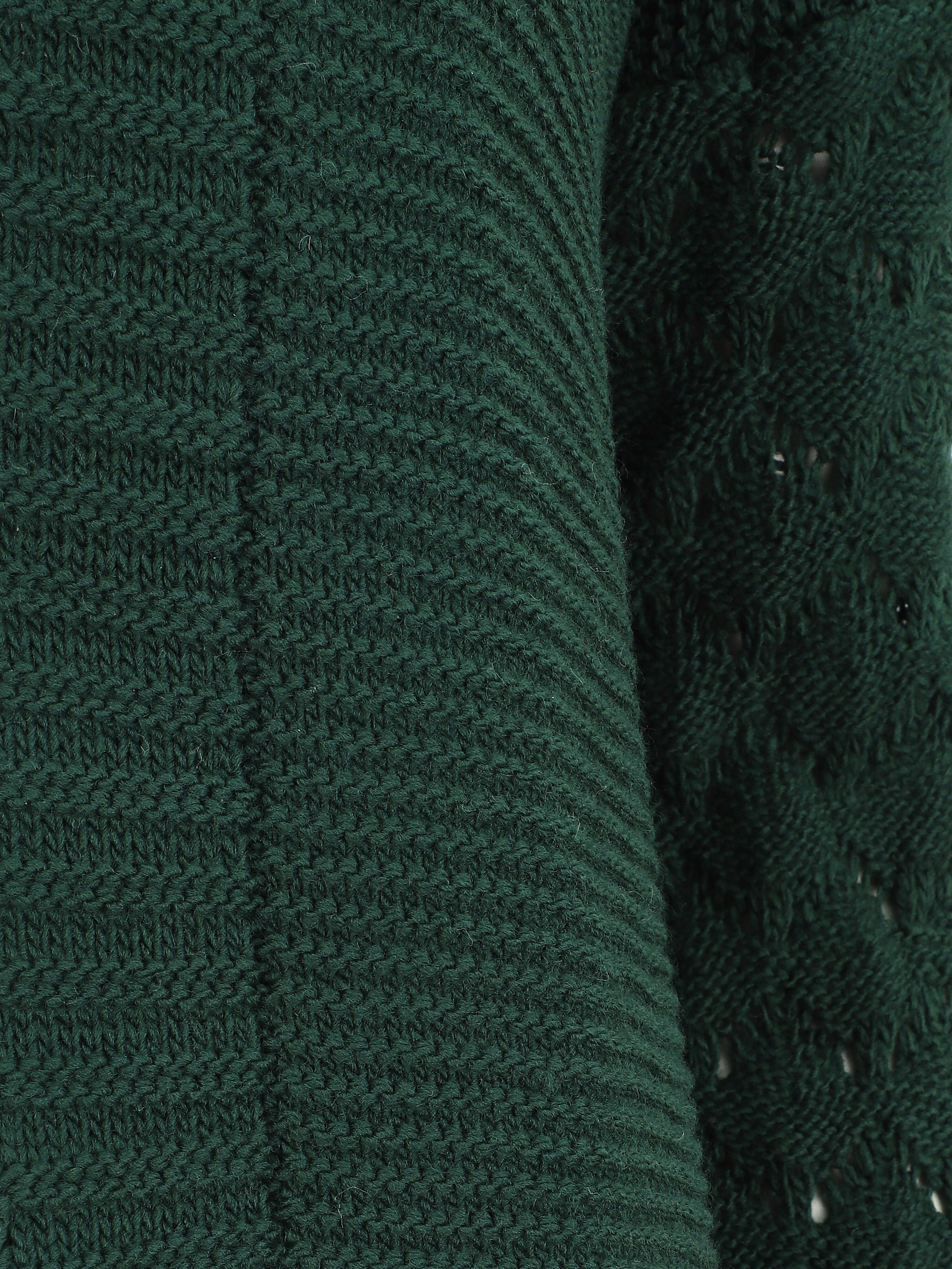 Gilet long uni à manches longues - Vert sapin - 3